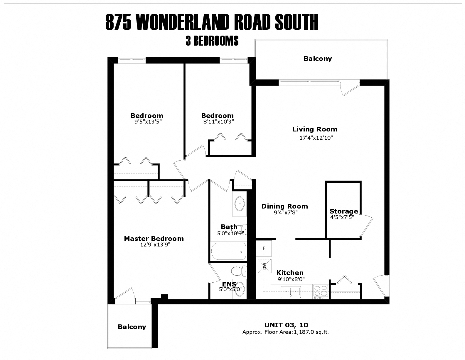875 Wonderland 3 bedroom floor plan