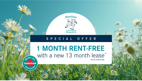 A promotional image for a special offer on a lease from Briarlane Management.