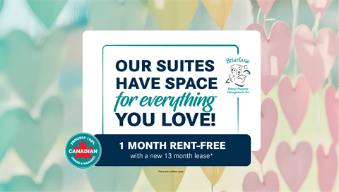 A promotional image for a 1 month rent-free offer for new leasees.