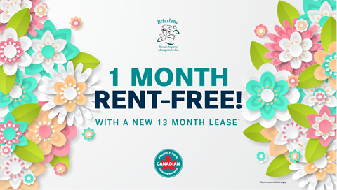 A promotional image for a 1 month rent-free offer with a new 13 month lease.