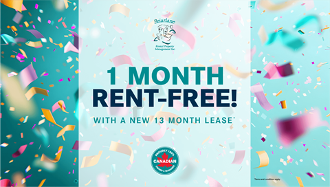 A promotional image for a 1 month rent-free offer with a new 13 month lease.