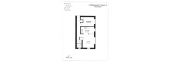A floor plan for a 2 connaught circle 1 bedroom apartment.