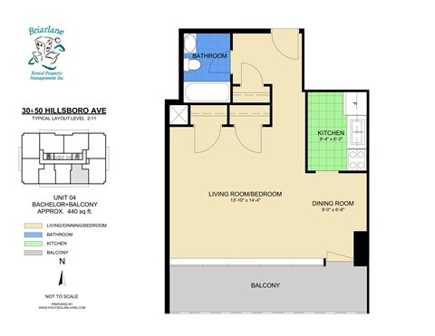 A floor plan for a rental property at 300-50 Hillcrest Ave shows a living room, dining room, kitchen, and bathroom.
