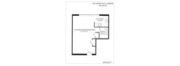 Floor plan for a Bachelor apartment at 655 Briar Hill Avenue.