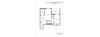 1 bedroom, 1 bathroom, balcony, Back Side