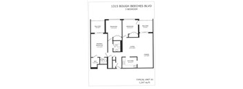 3 bedroom, 1.5 bathrooms, 2 balconies, Back Side