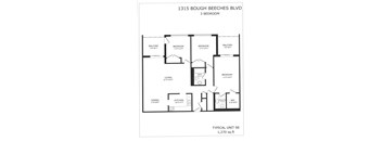 3 bedroom, 1.5 bathrooms, 2 balconies, Front Side