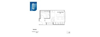 A floor plan for a Bachelor apartment with a total area of 33.1 square meters or 356 square feet.
