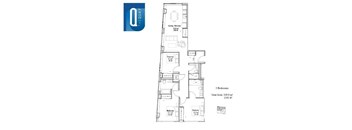 A floor plan for a three bedroom apartment with a total area of 1193 square feet.