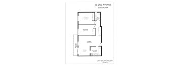 A floor plan for a 2 bedroom apartment at 60 2nd Avenue.