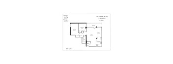A floor plan for a 2 bedroom apartment at 50 Tripp Blvd.