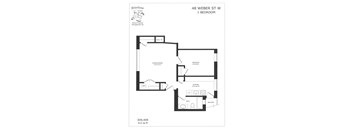A floor plan for a 1 bedroom rental property at 48 Weber St W.