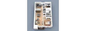 a floor plan of a house with a bedroom and a living room