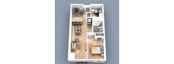 a floor plan of a house with a bedroom and a living room