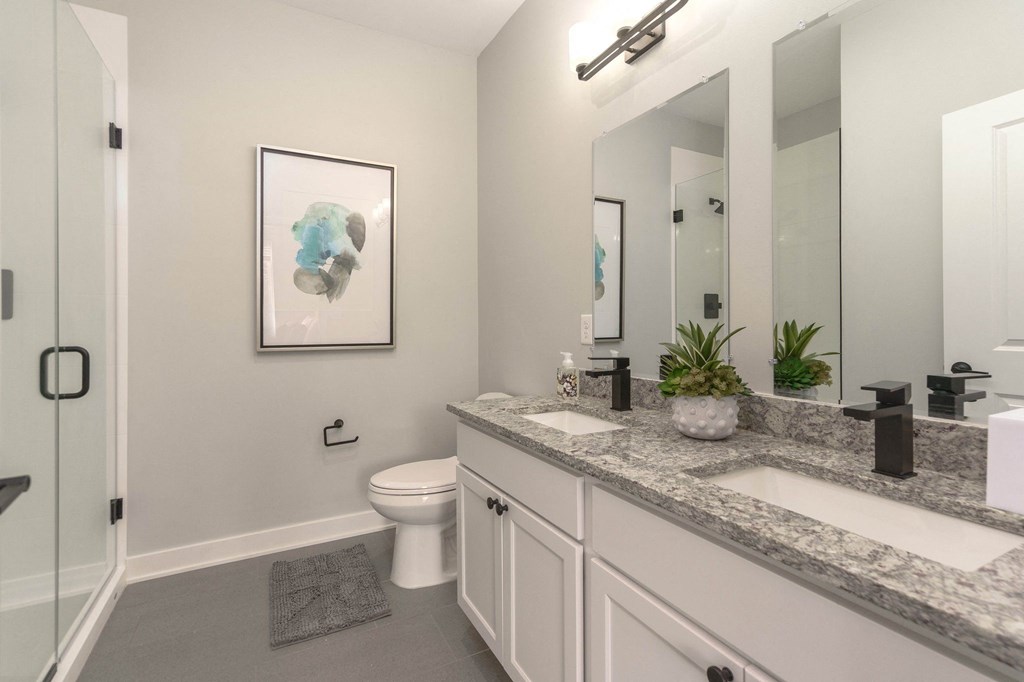 a bathroom with a sink and a toilet and a shower