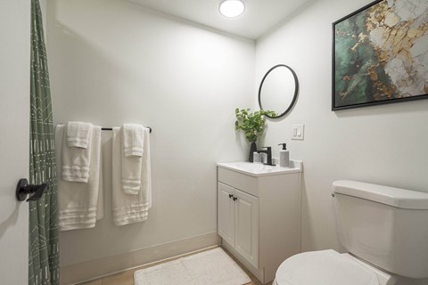 a bathroom with a toilet and a sink and a shower