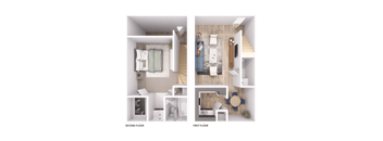 One bedroom one and a half bathroom apartment