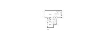 A drawing of a floor plan of a kitchen.