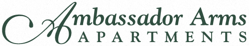 The image shows the logo of Embassador Arms Apartments.