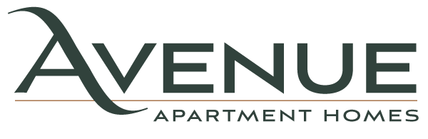 The image shows a logo with the text "AVENUE APARTMENT HOMES" in dark green on a light background.