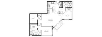 A black and white image of a house floor plan.