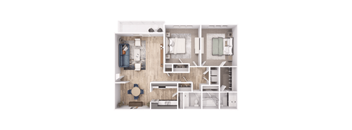Two bedroom one and a half bathroom apartment