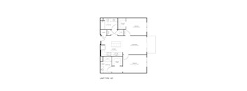 A floor plan of a unit type B-7 with labeled rooms.