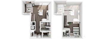a renovated floor plan with a bedroom and a living room
