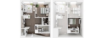 a renovated floor plan with a bedroom and a living room