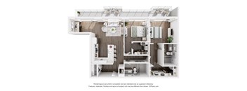 a 1 bedroom floor plan with a bathroom and a bedroom