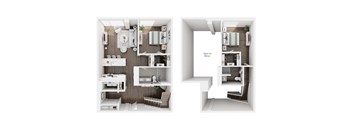 A diagram showing a floor plan of a small apartment.