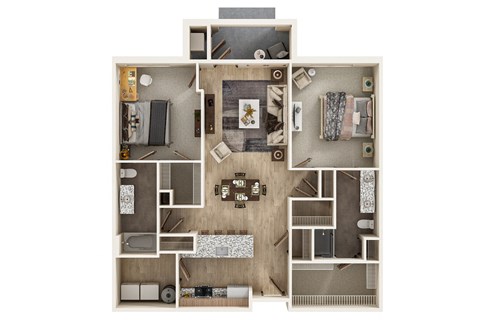 a floor plan of a house with a bedroom and a living room