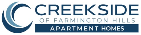 The image is a logo for a company named "CREEKSIDE OF FARMINGTON HILLS APARTMENT HOMES".