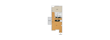 One bedroom one bath 768 sq ft.