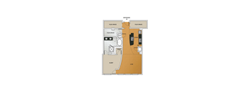 one bedroom, one bath, 1,087 SQ FT