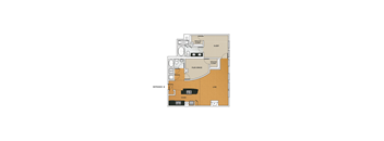 one bedroom, one bath, 1,104 SQ FT