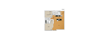 one bedroom, one bath, 1,187 SQ FT
