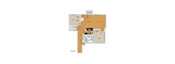two bedrooms, two bathrooms, 1,340 SQ FT