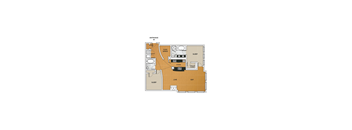 two bedrooms, two bathrooms, 1,343 SQ FT