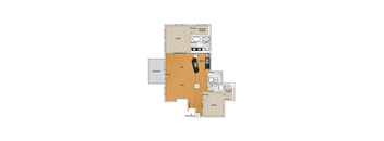 two bedrooms, two bathrooms, 1,384 SQ FT