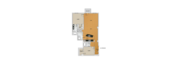 two bedrooms, two bathrooms, 1,402 SQ FT