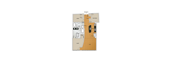 two bedrooms, two bathrooms, 1,231 SQ FT