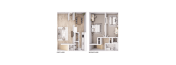 Two bedroom one and a half bathroom apartment