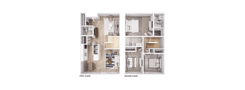 Three bedroom two and a half bathroom apartment