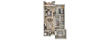 a floor plan of a house with a bedroom and a living room