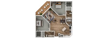 a floor plan of a home with a bedroom and living room