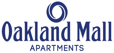 The image is a logo for Oakland Mall Apartments.