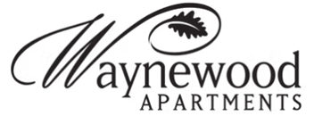 The image is a logo of a company named "Waynewood Apartments".