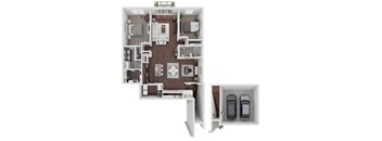 the bungalow floor plan with 2 bedrooms and 2 baths