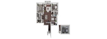 the bungalow floor plan with 2 bedrooms and 2 baths